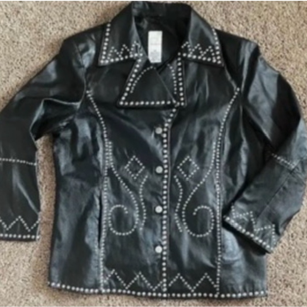 Roaman's Black Studded Leather Jacket